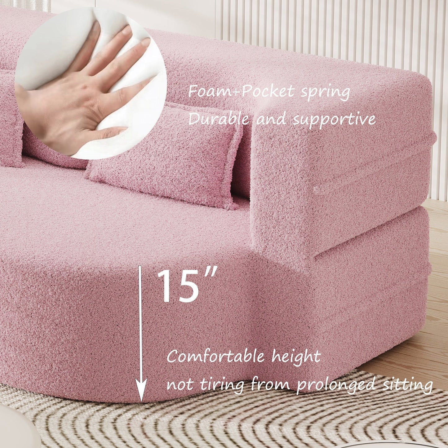 Convertible Teddy Fabric Foam-Filled Sleeper Sofa Bed