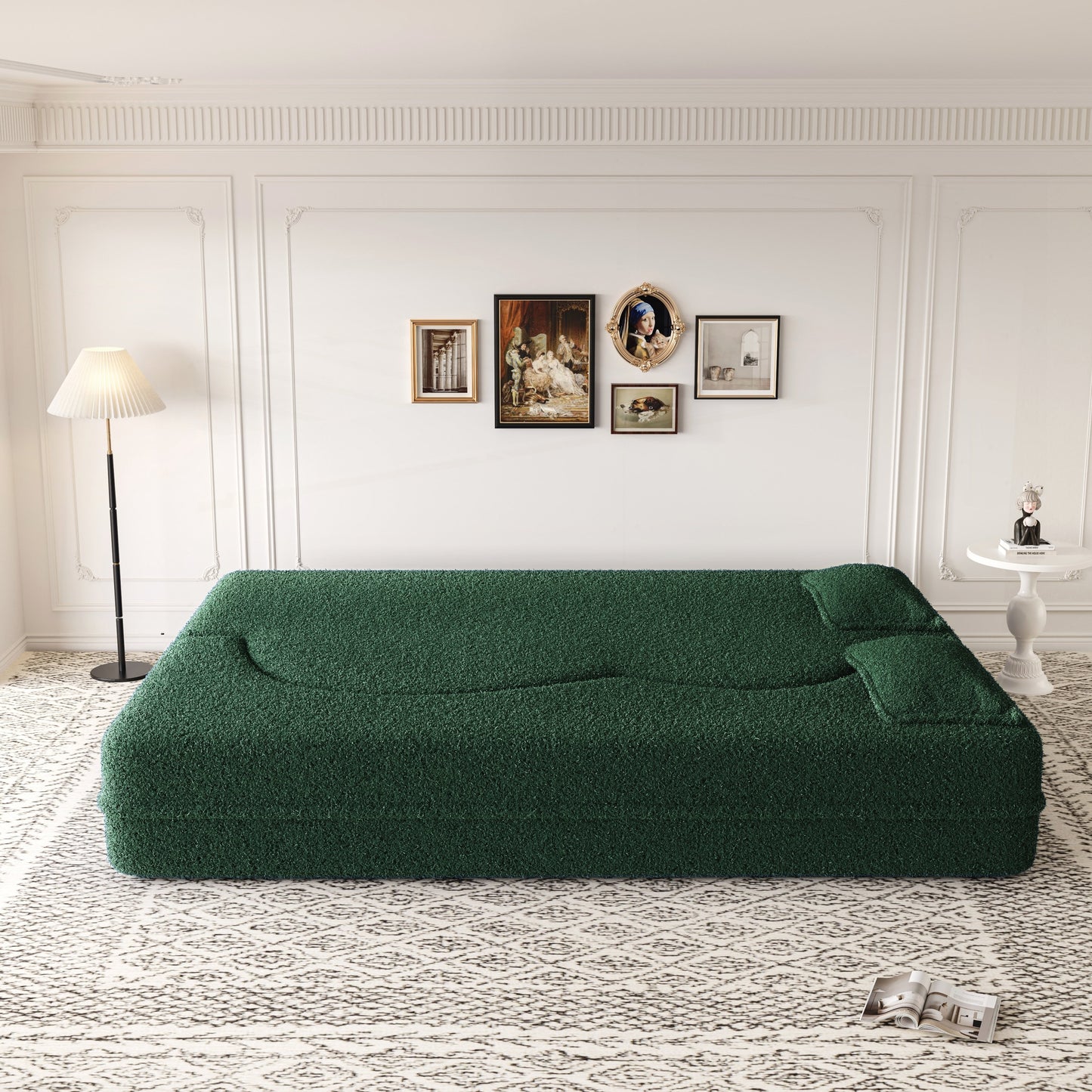 Convertible Teddy Fabric Foam-Filled Sleeper Sofa Bed