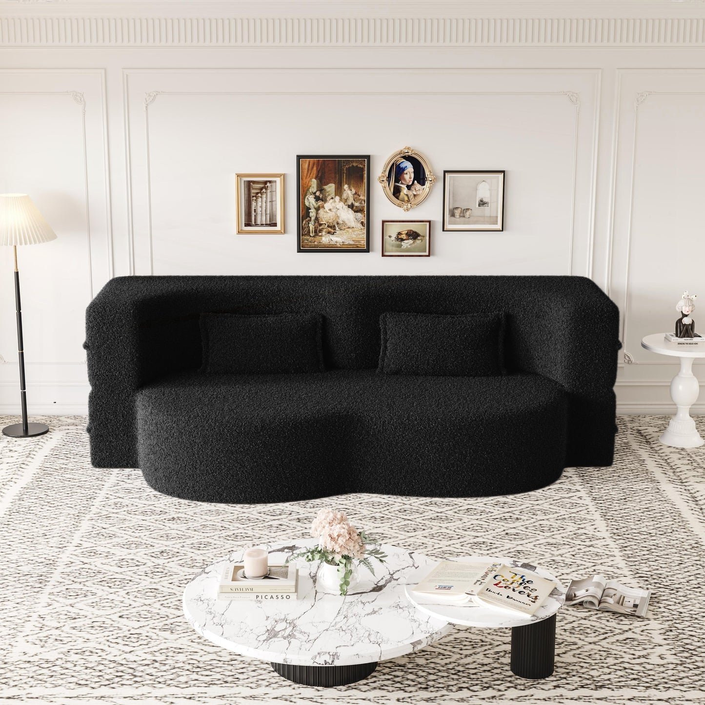 Convertible Teddy Fabric Foam-Filled Sleeper Sofa Bed