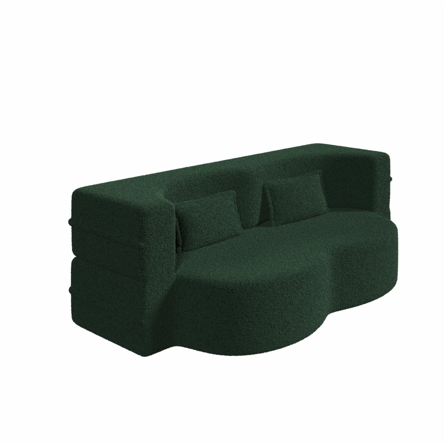 Convertible Teddy Fabric Foam-Filled Sleeper Sofa Bed