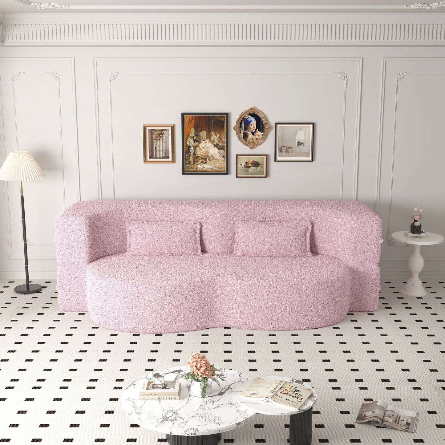 Convertible Teddy Fabric Foam-Filled Sleeper Sofa Bed
