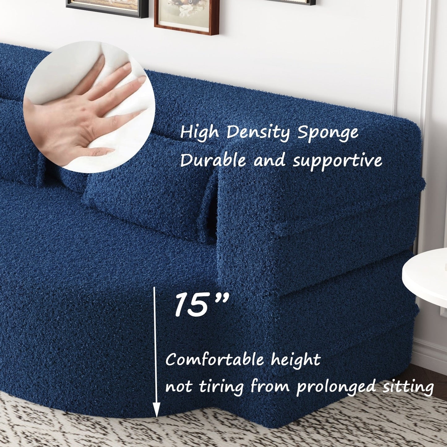 Convertible Teddy Fabric Foam-Filled Sleeper Sofa Bed