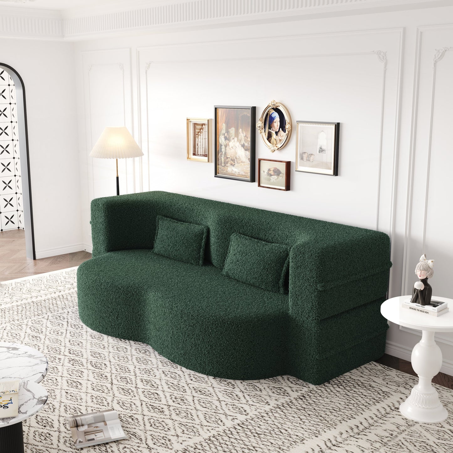 Convertible Teddy Fabric Foam-Filled Sleeper Sofa Bed