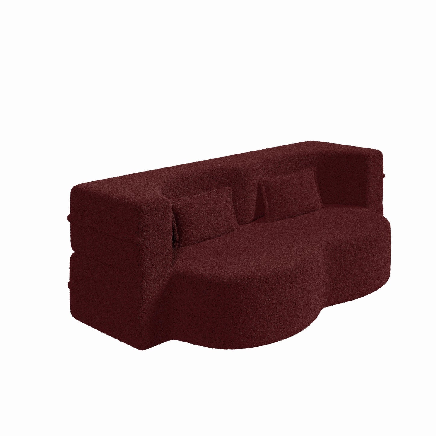 Convertible Teddy Fabric Foam-Filled Sleeper Sofa Bed