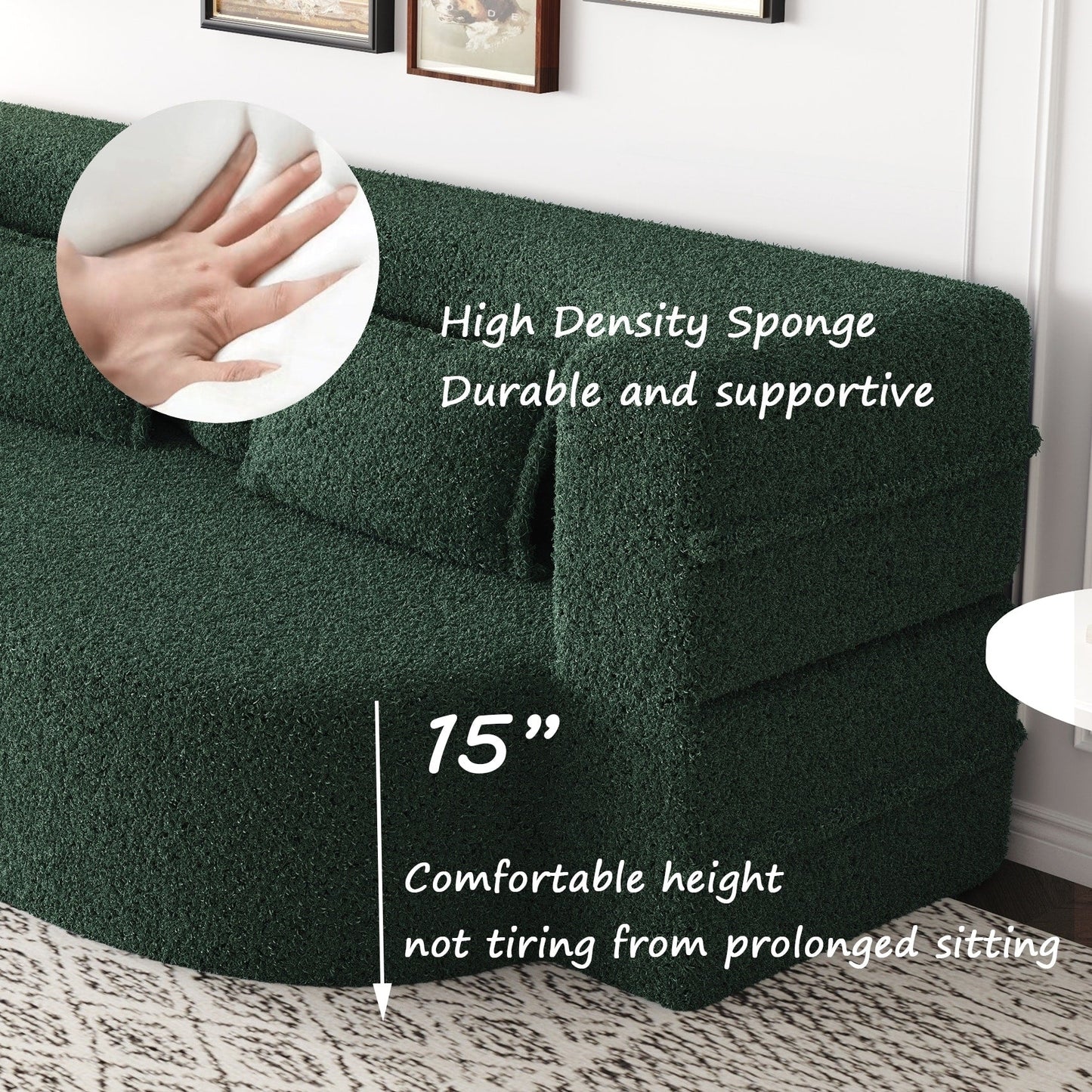 Convertible Teddy Fabric Foam-Filled Sleeper Sofa Bed