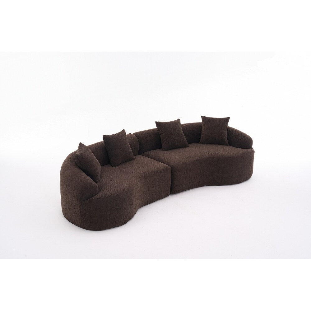 Curved Loveseat White Full Compression Sponge Sofa
