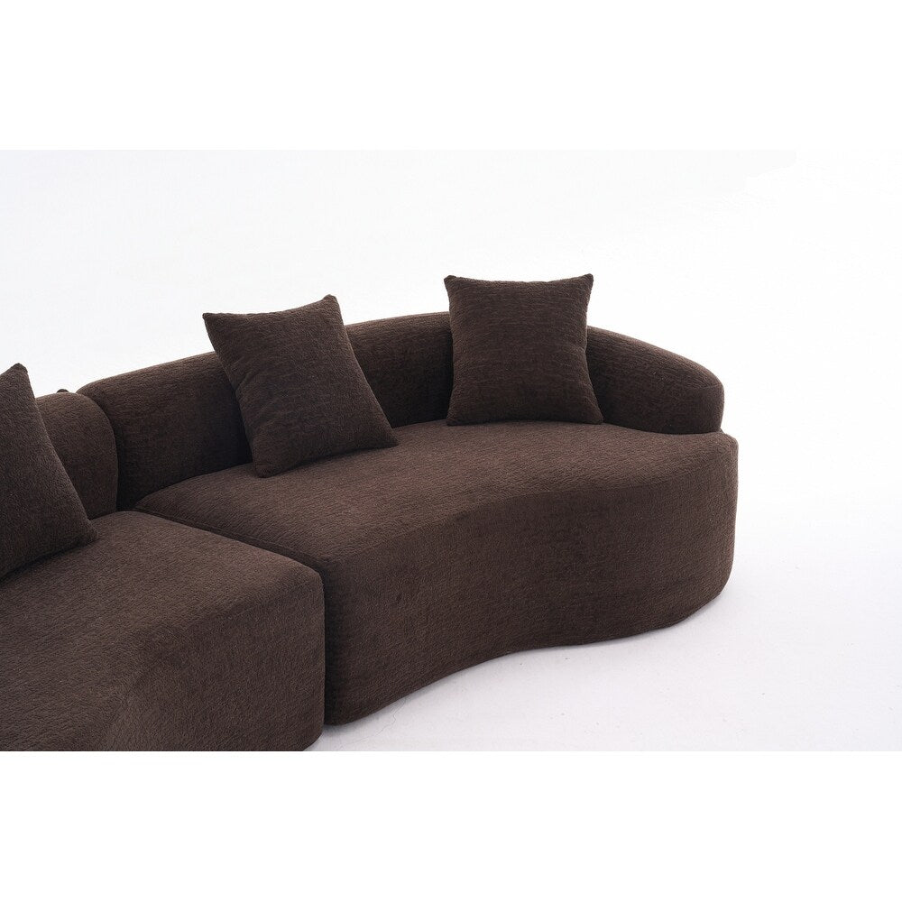 Curved Loveseat White Full Compression Sponge Sofa