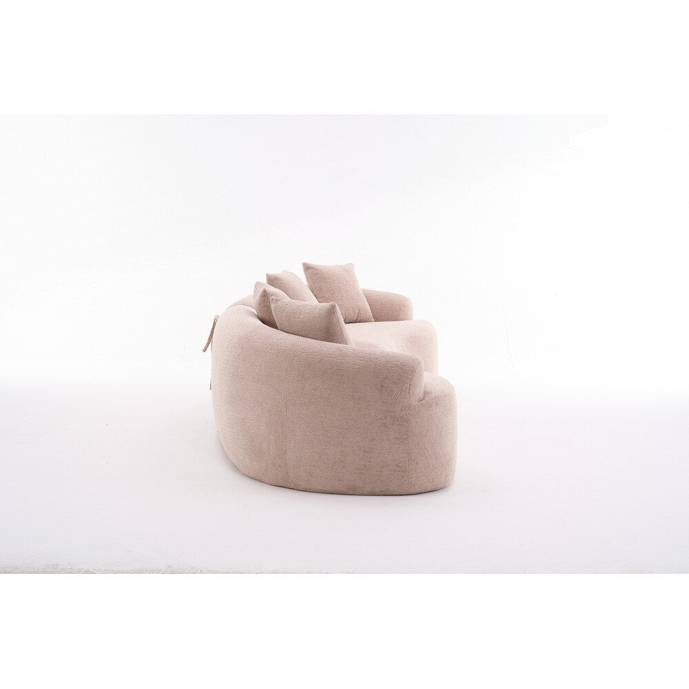Curved Loveseat White Full Compression Sponge Sofa