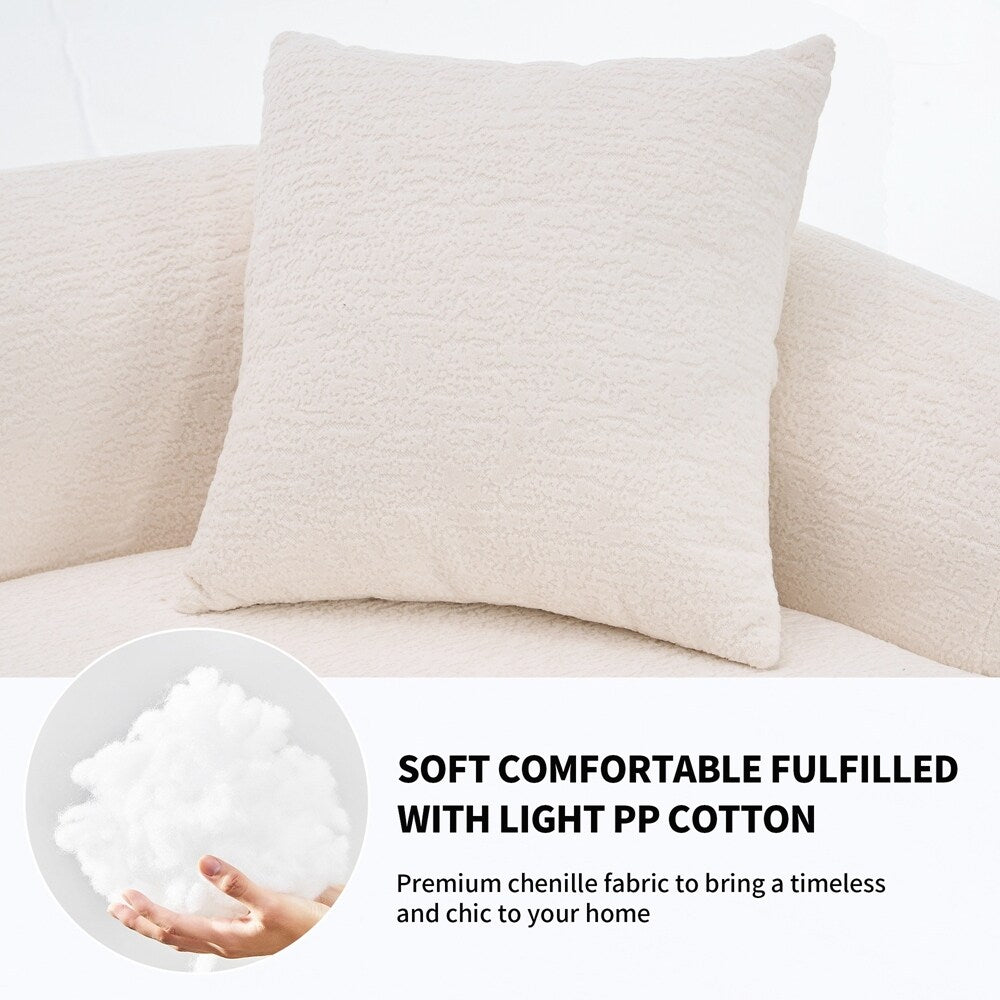Curved Loveseat White Full Compression Sponge Sofa