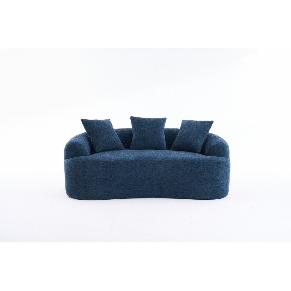 Curved Loveseat White Full Compression Sponge Sofa