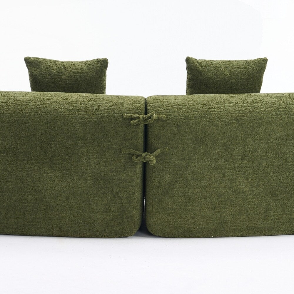 Curved Loveseat White Full Compression Sponge Sofa