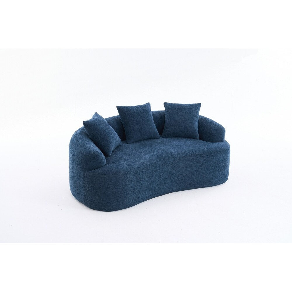 Curved Loveseat White Full Compression Sponge Sofa