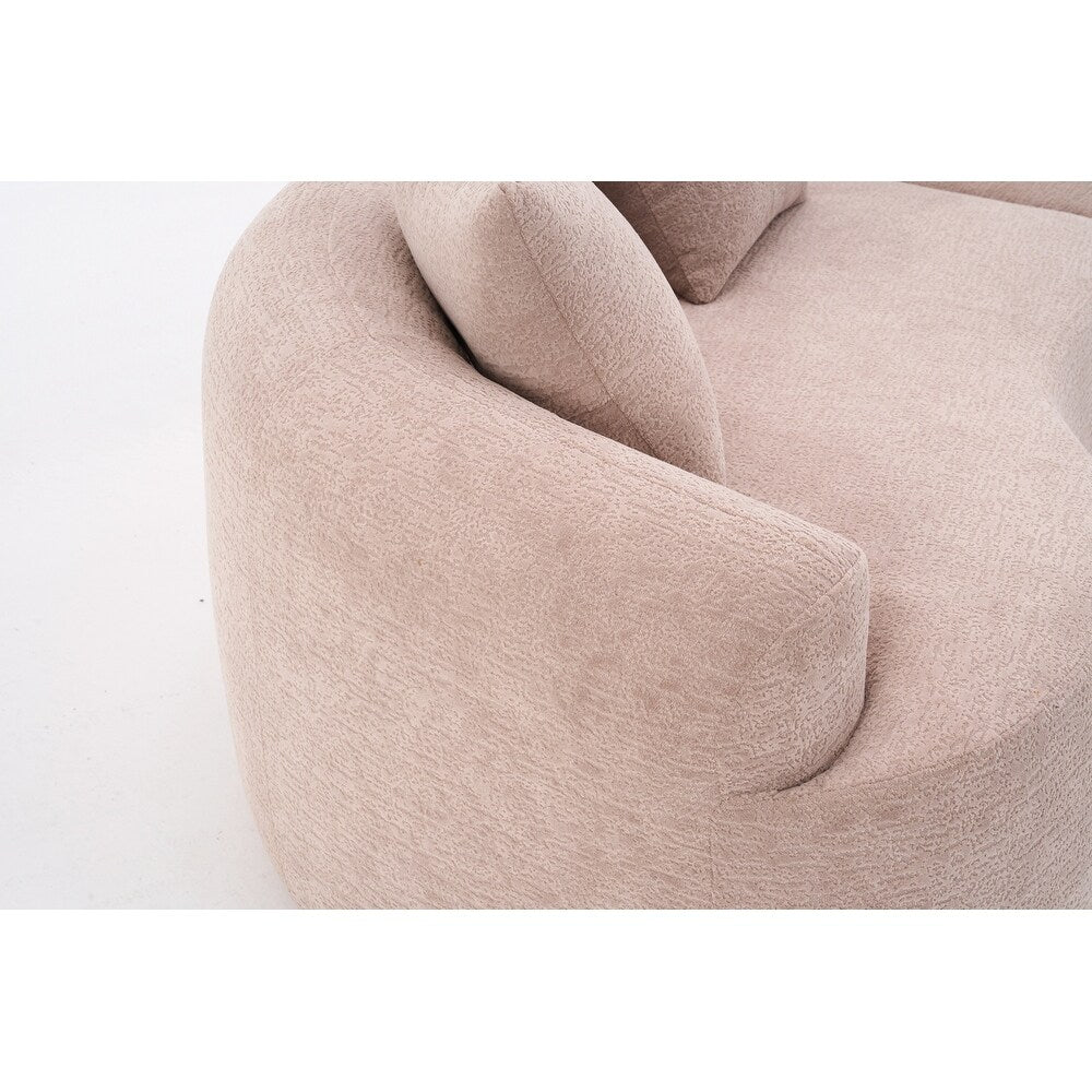 Curved Loveseat White Full Compression Sponge Sofa