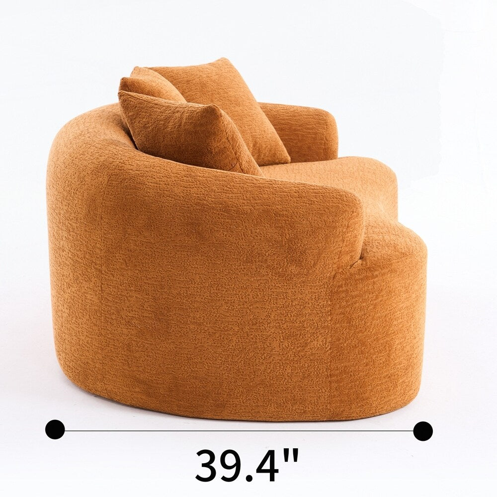 Curved Loveseat White Full Compression Sponge Sofa