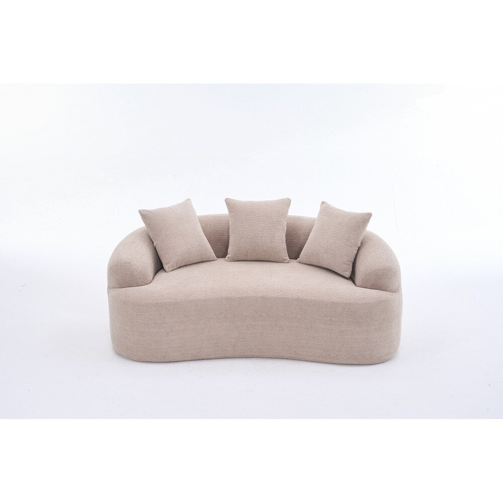 Curved Loveseat White Full Compression Sponge Sofa