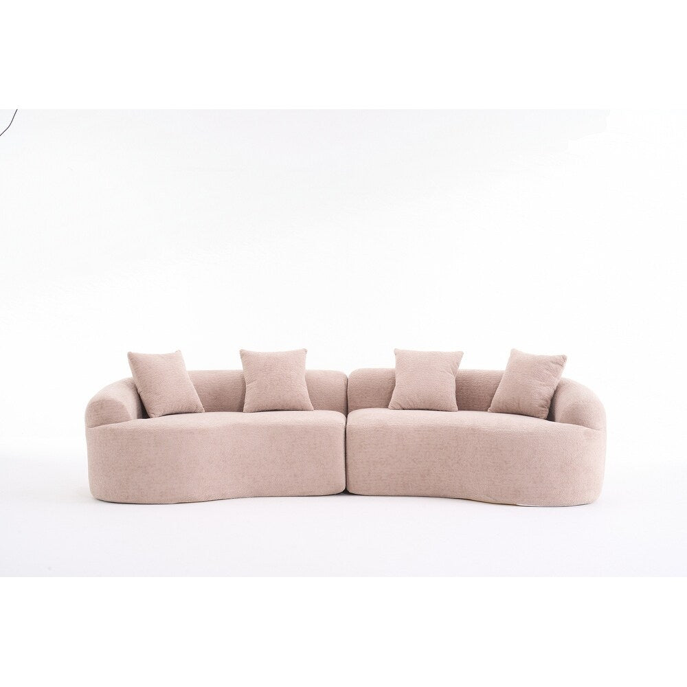 Curved Loveseat White Full Compression Sponge Sofa