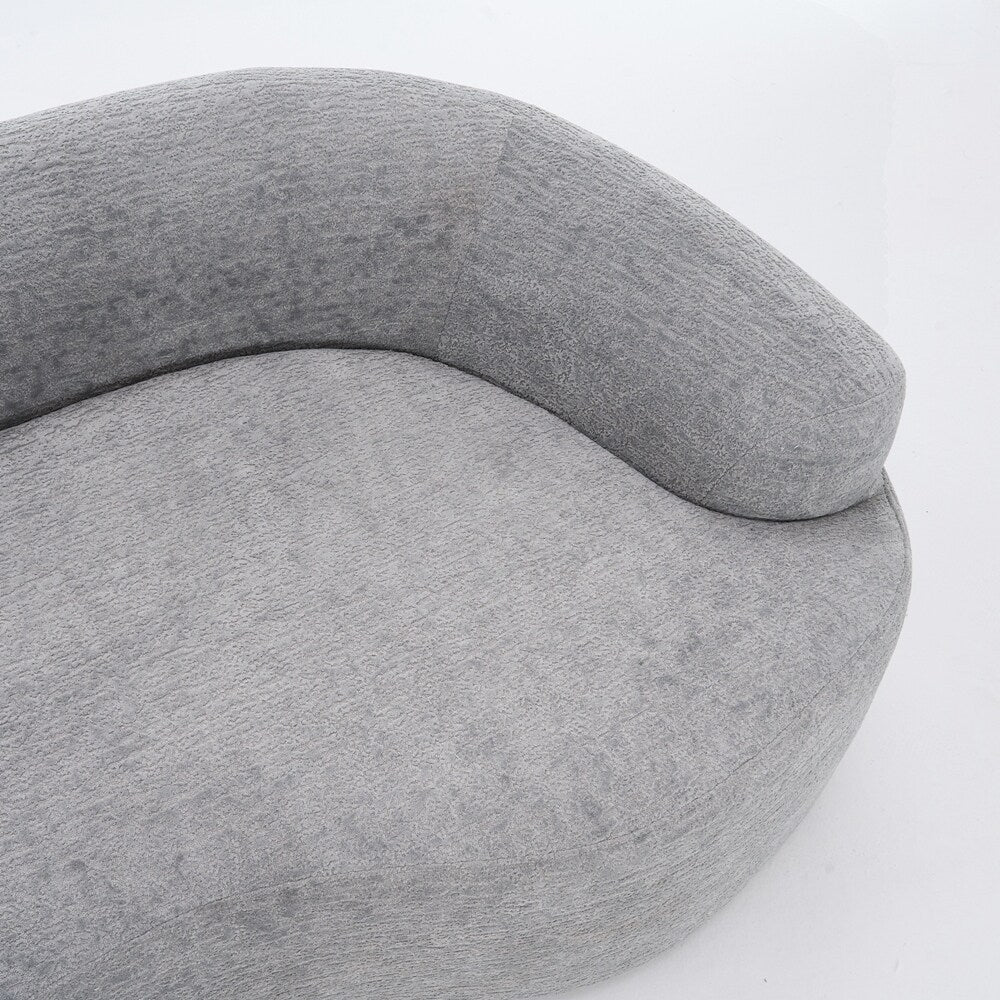 Curved Loveseat White Full Compression Sponge Sofa