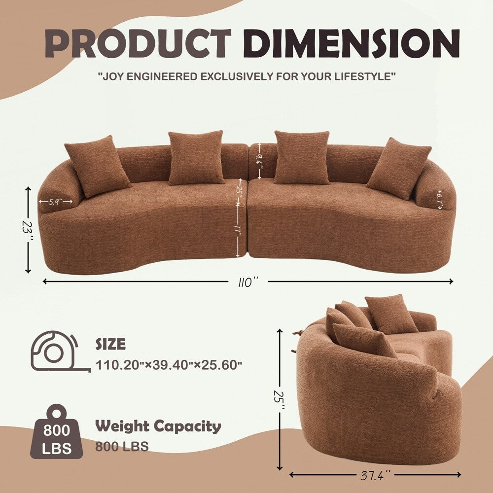 Curved Loveseat White Full Compression Sponge Sofa