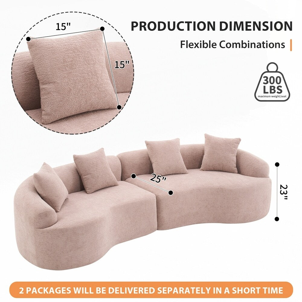 Curved Loveseat White Full Compression Sponge Sofa