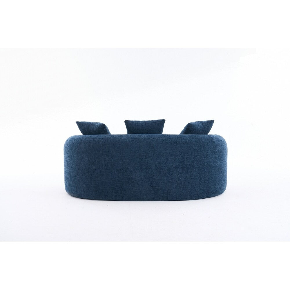 Curved Loveseat White Full Compression Sponge Sofa