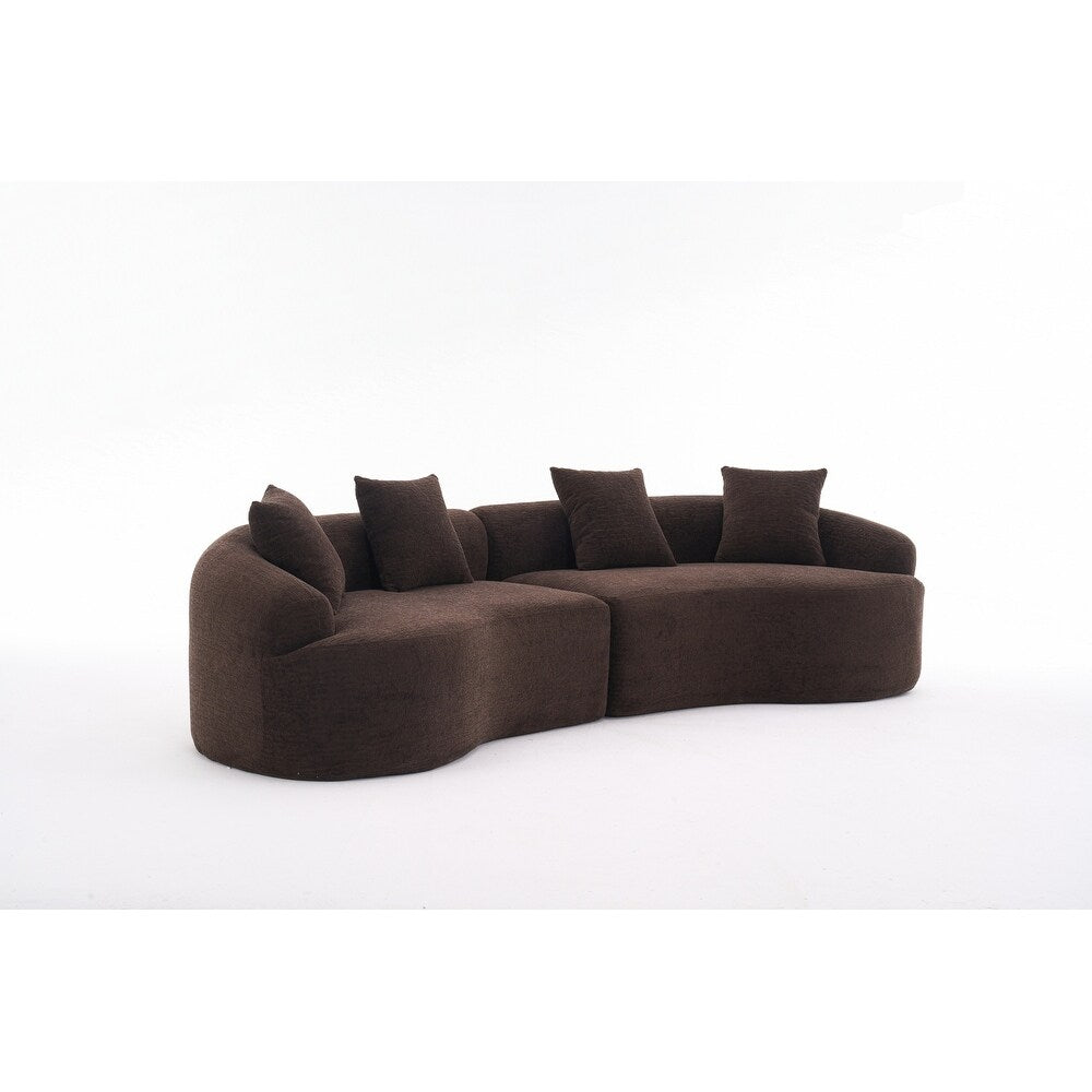 Curved Loveseat White Full Compression Sponge Sofa