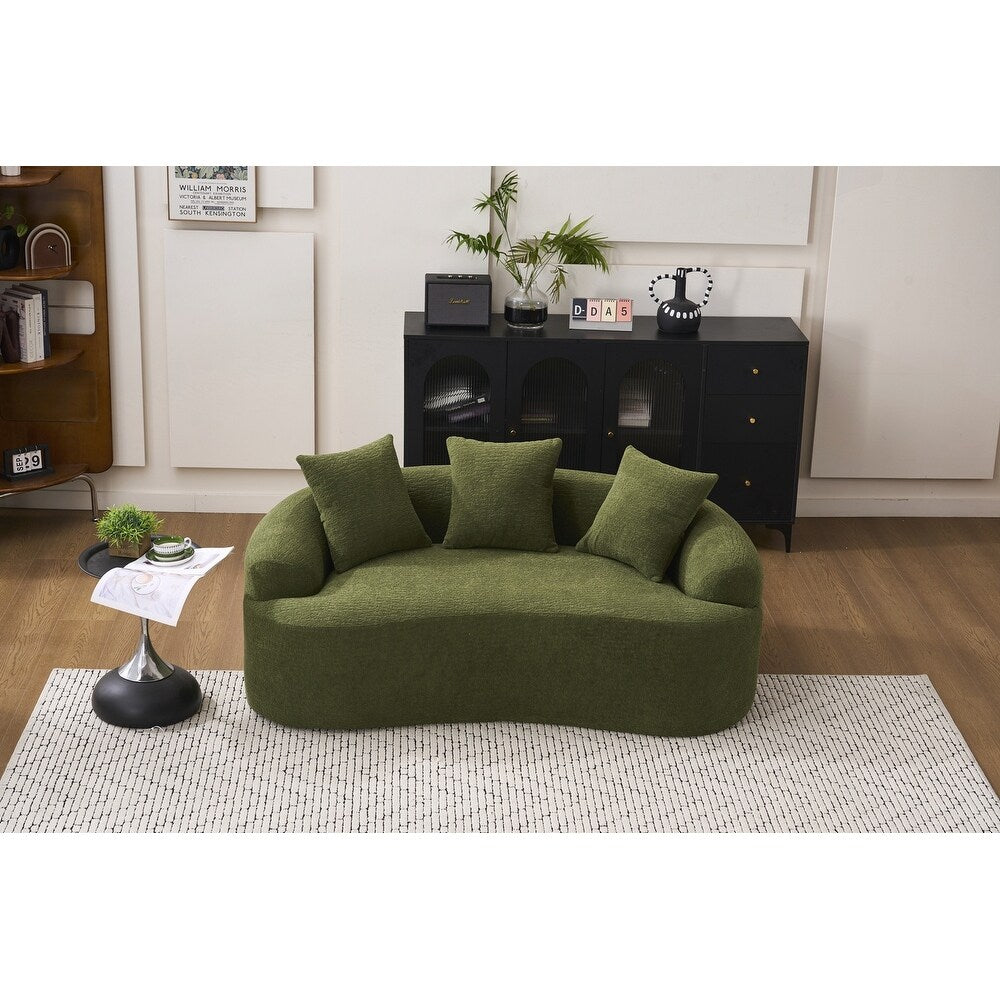 Curved Loveseat White Full Compression Sponge Sofa