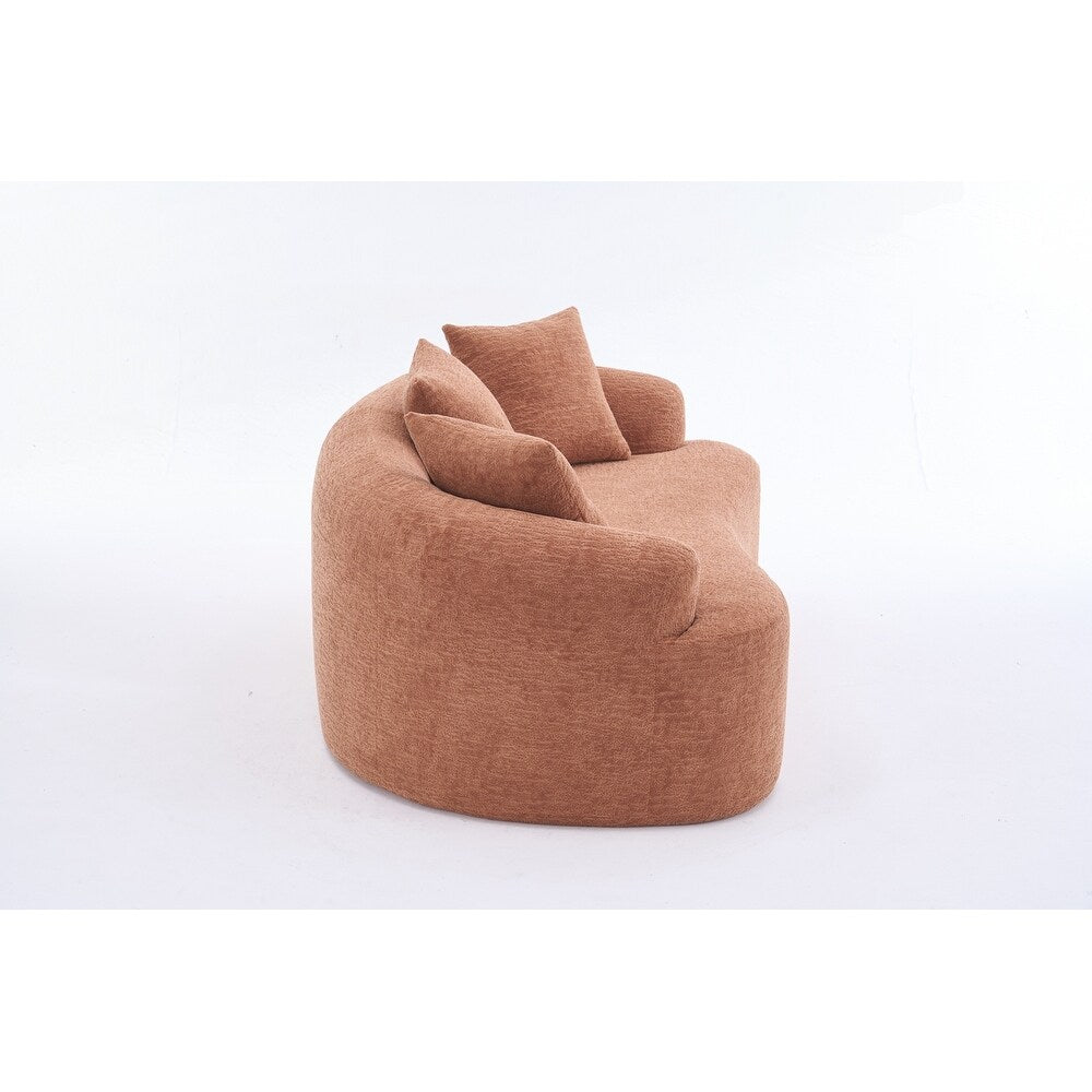 Curved Loveseat White Full Compression Sponge Sofa