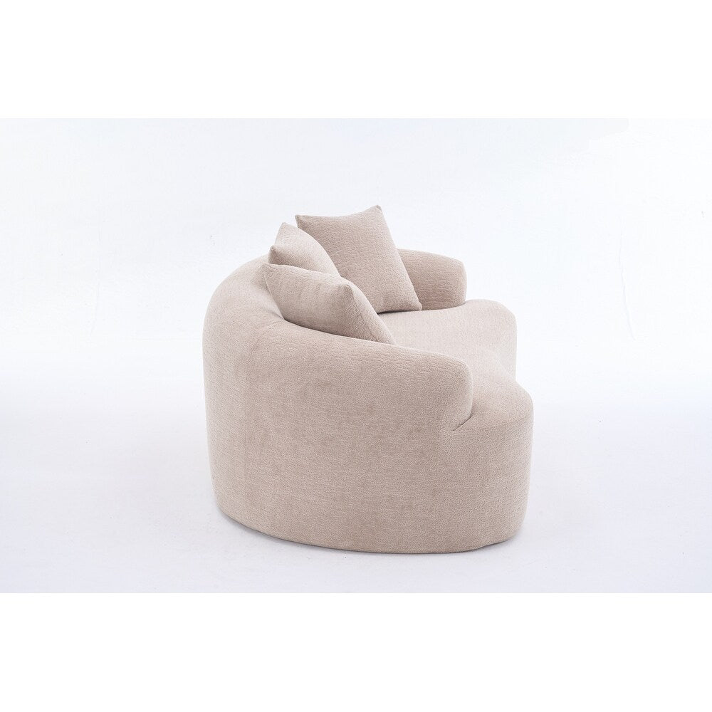 Curved Loveseat White Full Compression Sponge Sofa