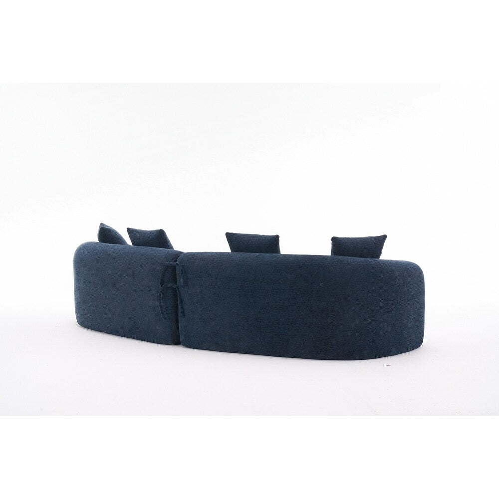 Curved Loveseat White Full Compression Sponge Sofa