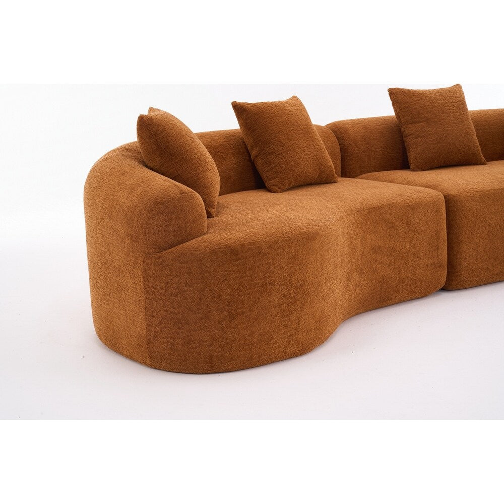 Curved Loveseat White Full Compression Sponge Sofa