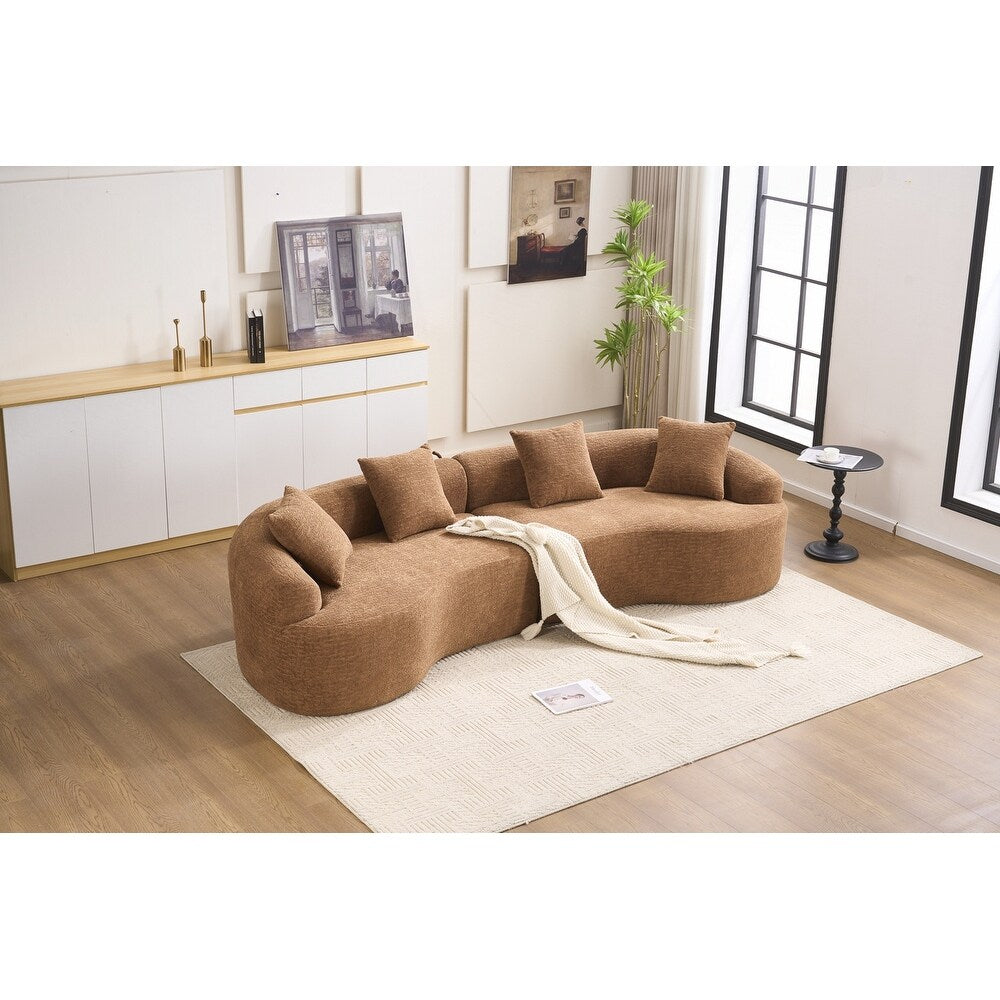 Curved Loveseat White Full Compression Sponge Sofa