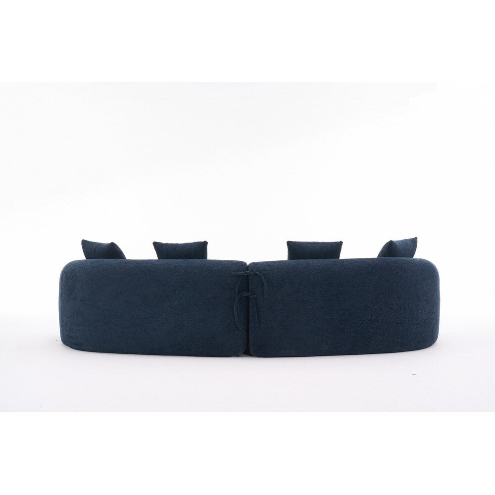 Curved Loveseat White Full Compression Sponge Sofa