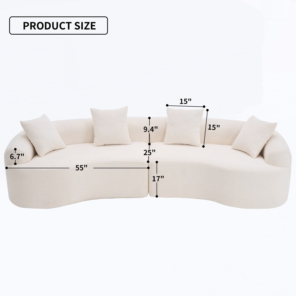 Curved Loveseat White Full Compression Sponge Sofa