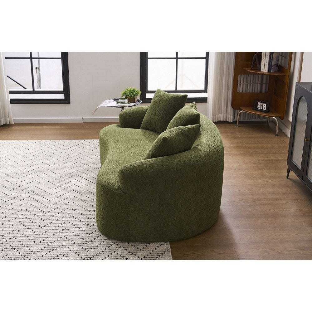 Curved Loveseat White Full Compression Sponge Sofa