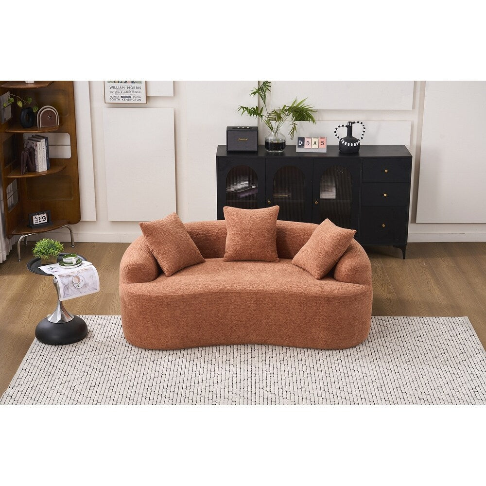 Curved Loveseat White Full Compression Sponge Sofa