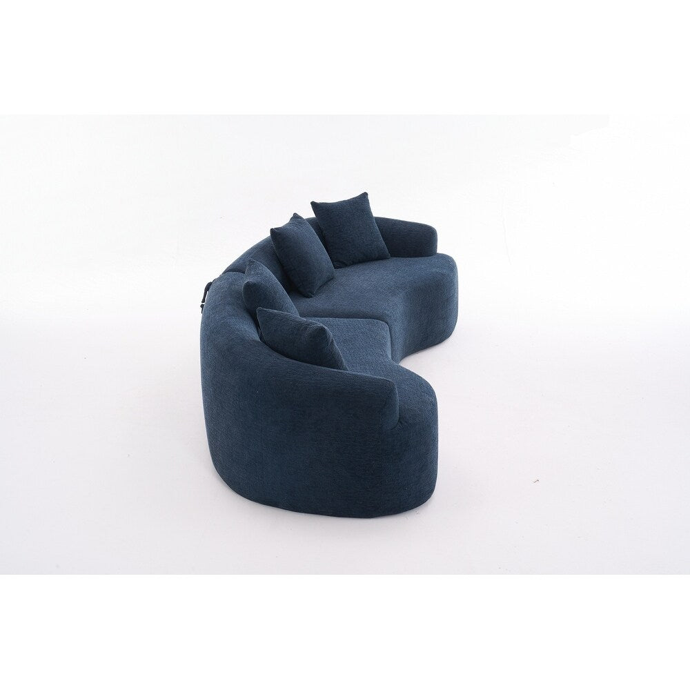 Curved Loveseat White Full Compression Sponge Sofa