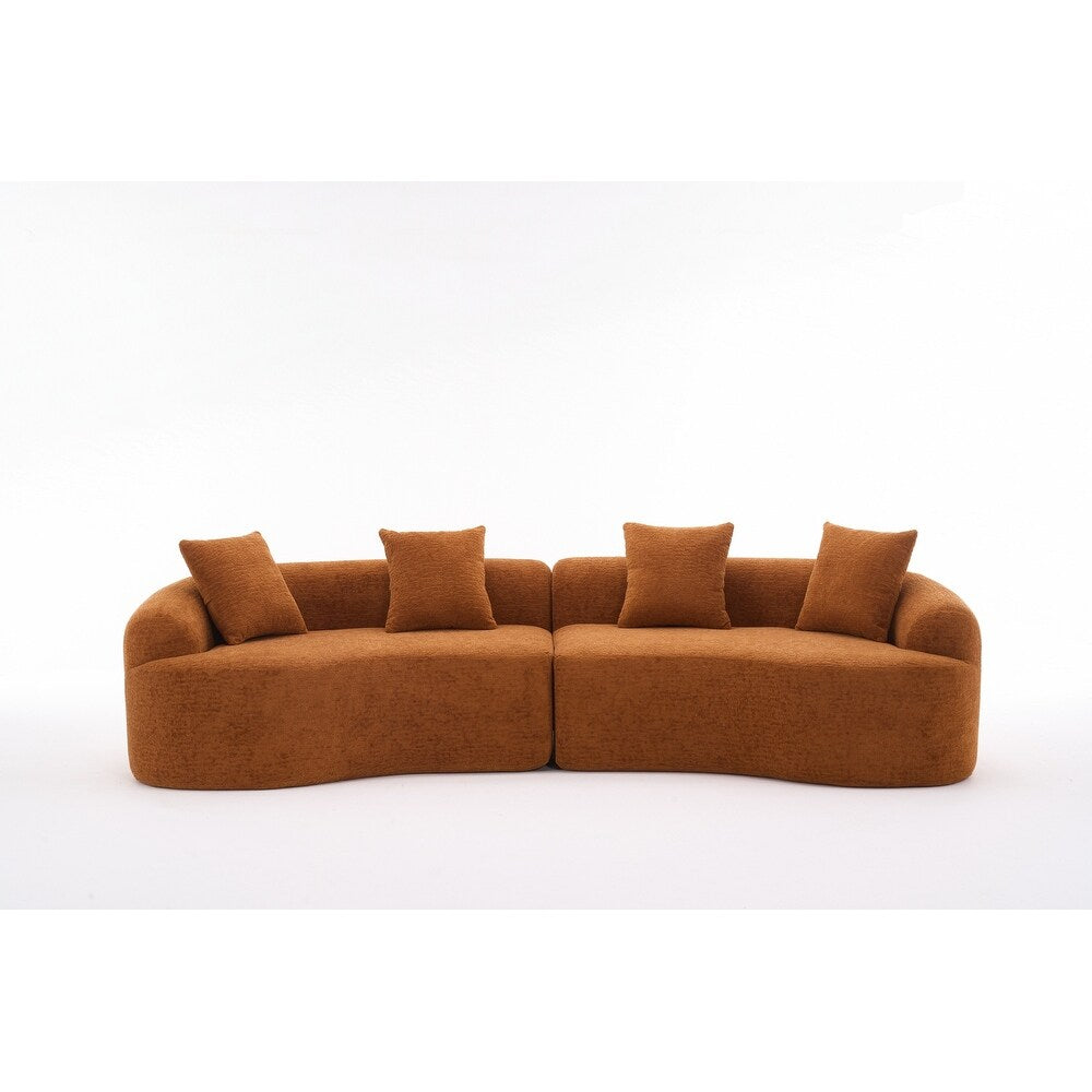 Curved Loveseat White Full Compression Sponge Sofa