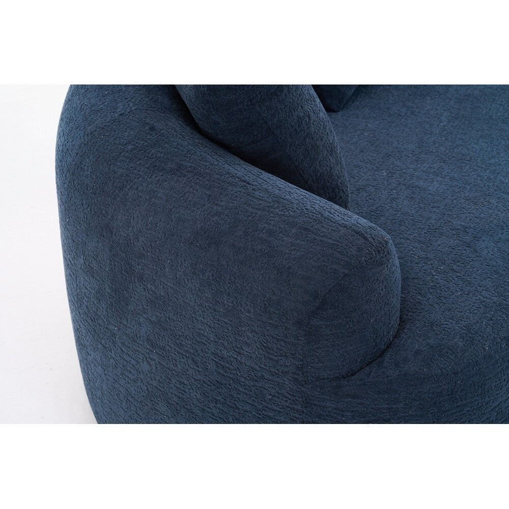 Curved Loveseat White Full Compression Sponge Sofa