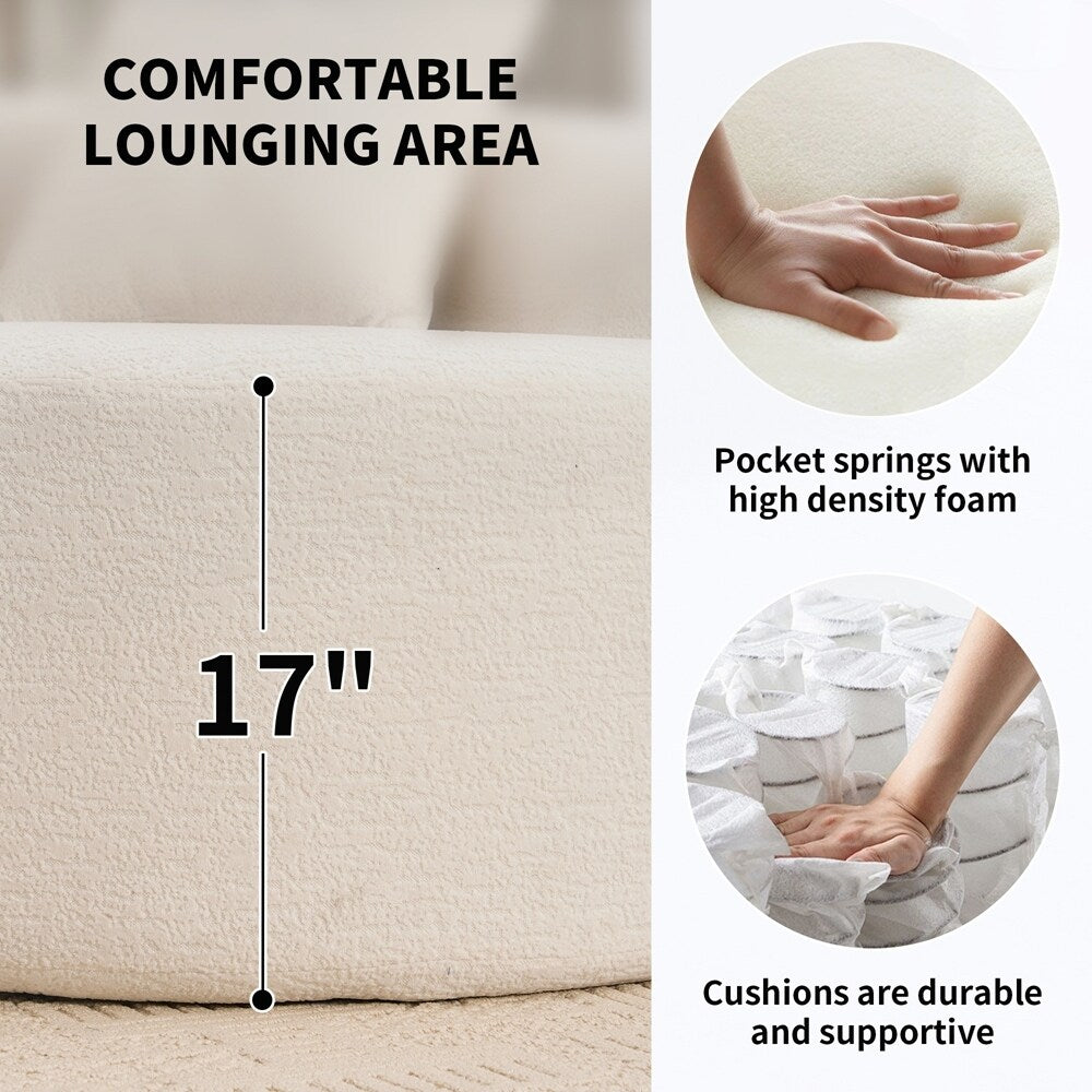 Curved Loveseat White Full Compression Sponge Sofa