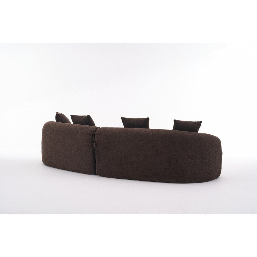Curved Loveseat White Full Compression Sponge Sofa