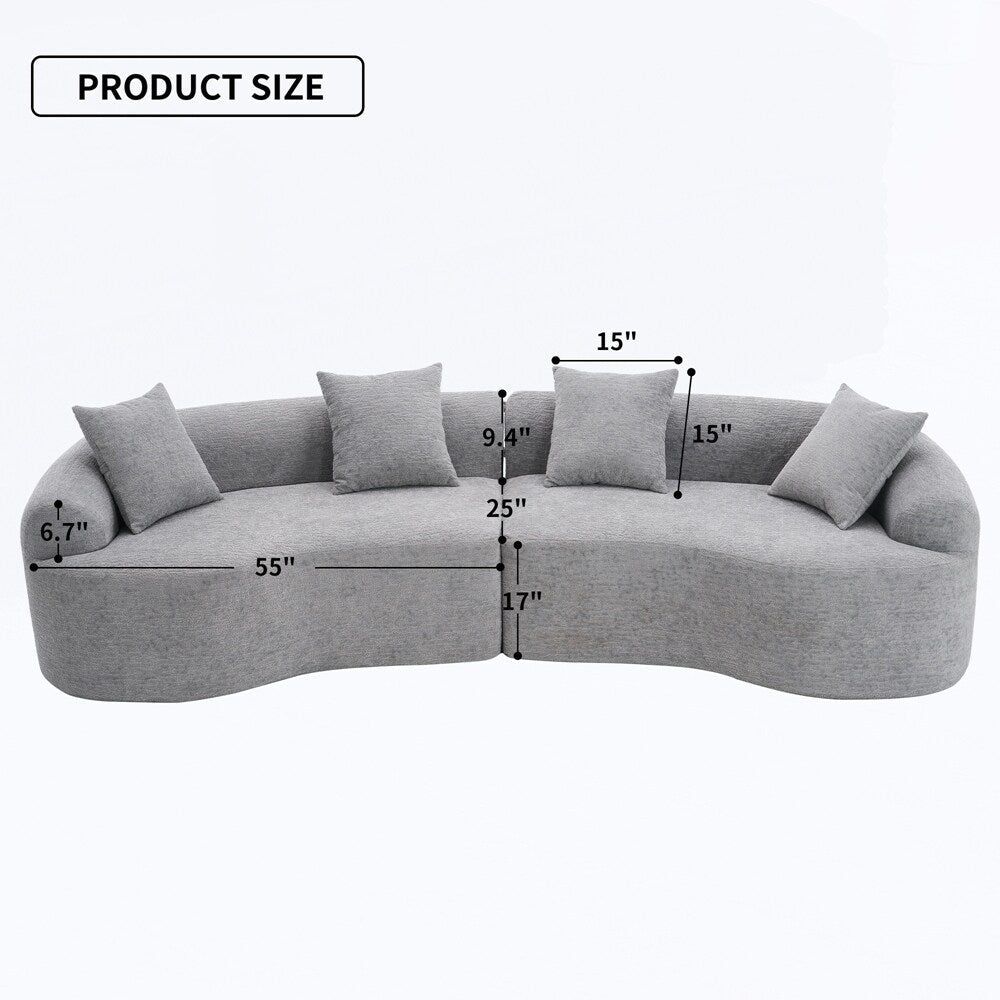Curved Loveseat White Full Compression Sponge Sofa