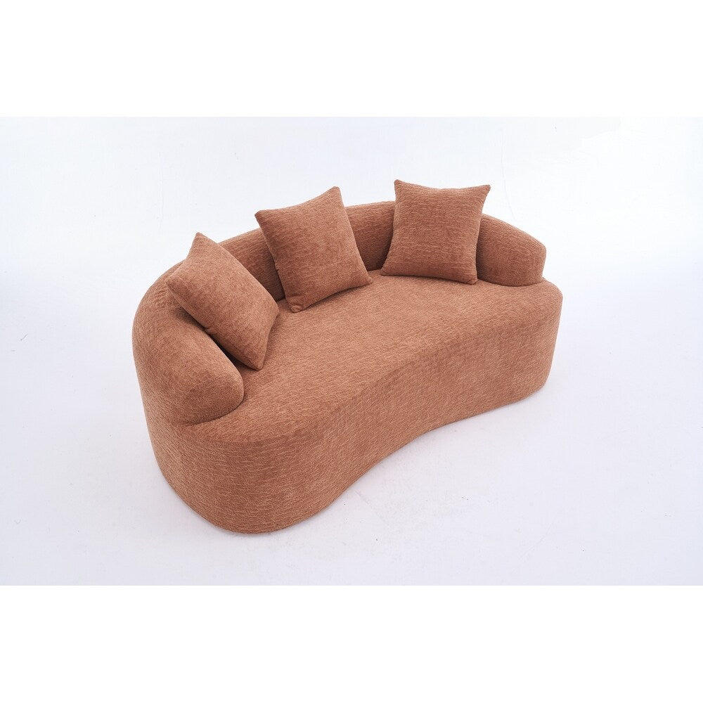 Curved Loveseat White Full Compression Sponge Sofa