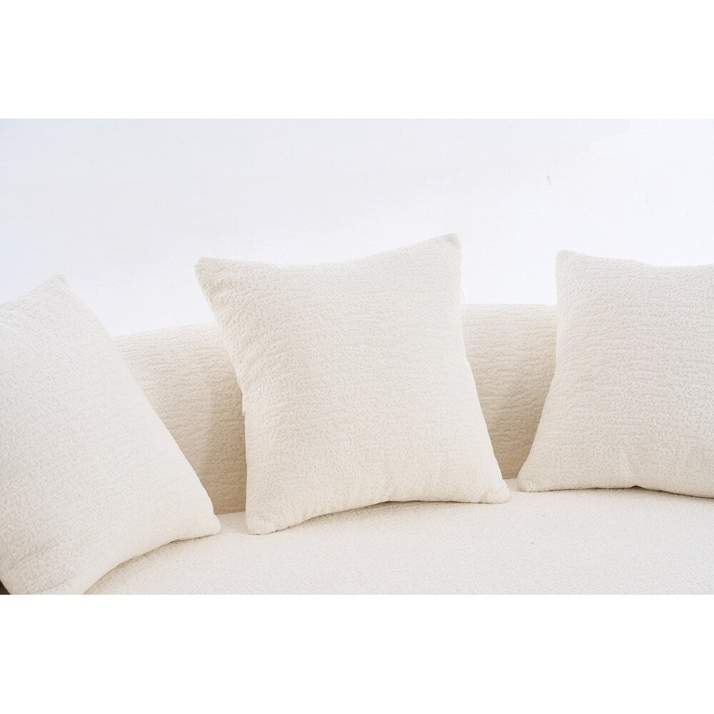 Curved Loveseat White Full Compression Sponge Sofa