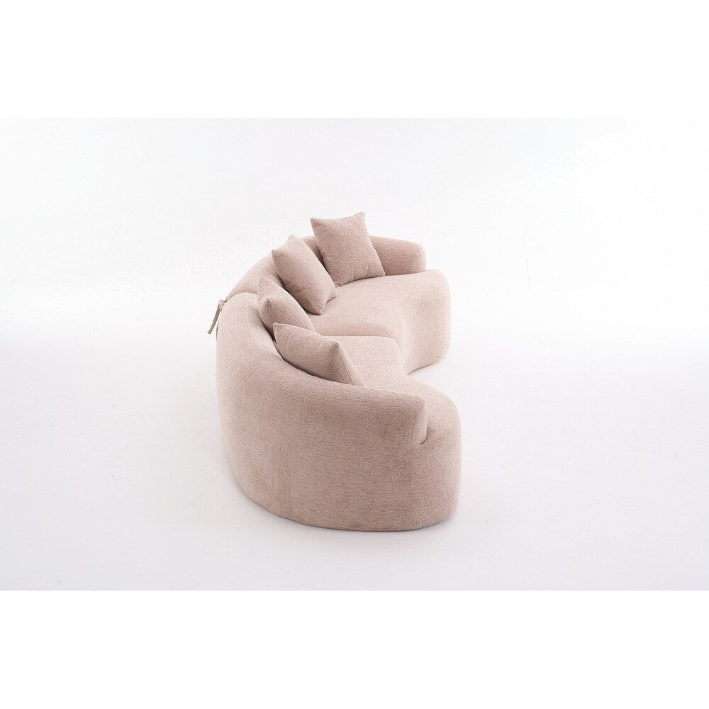 Curved Loveseat White Full Compression Sponge Sofa