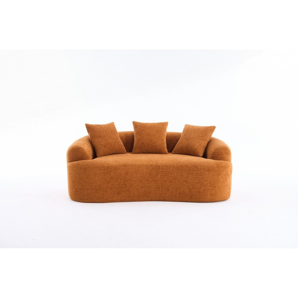 Curved Loveseat White Full Compression Sponge Sofa