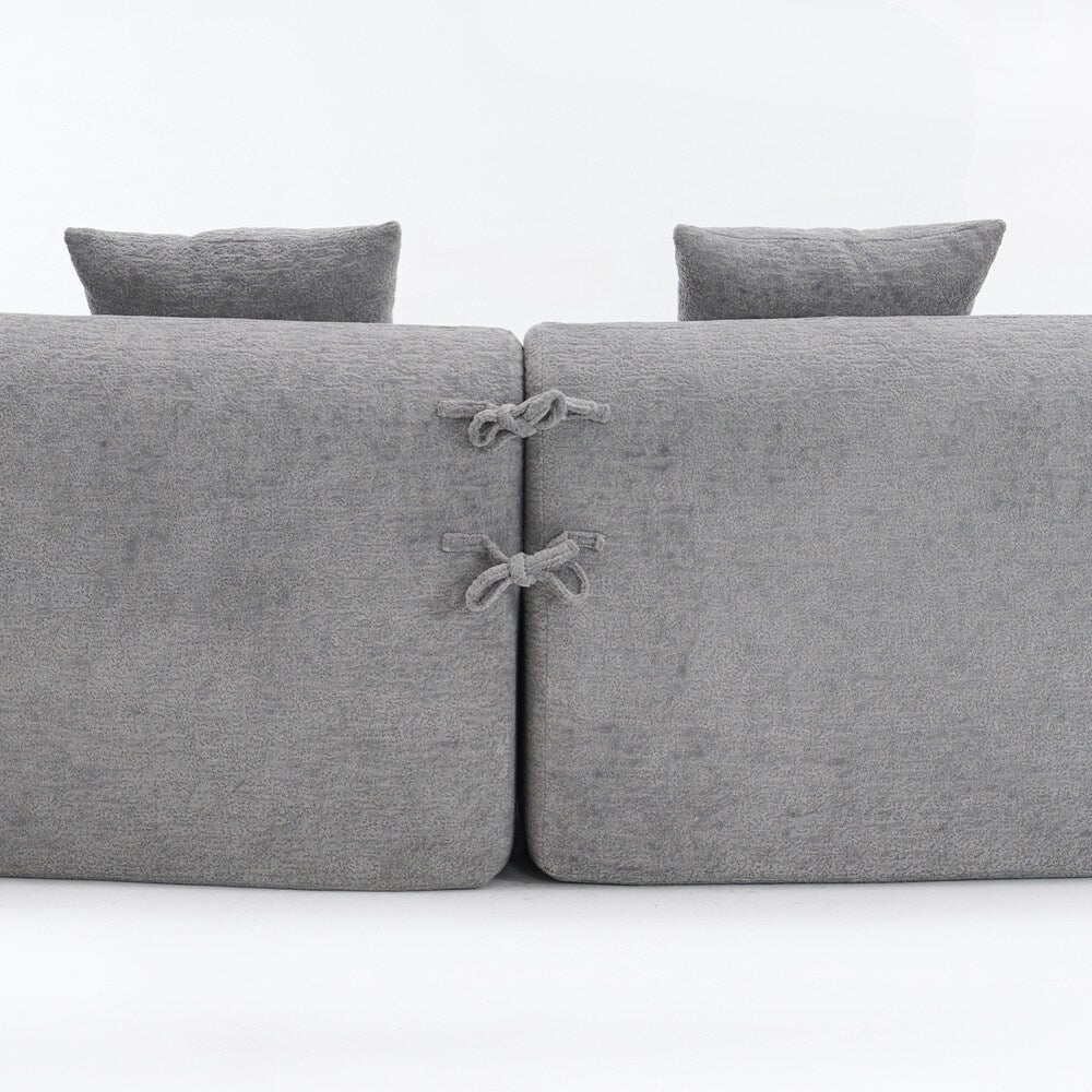 Curved Loveseat White Full Compression Sponge Sofa