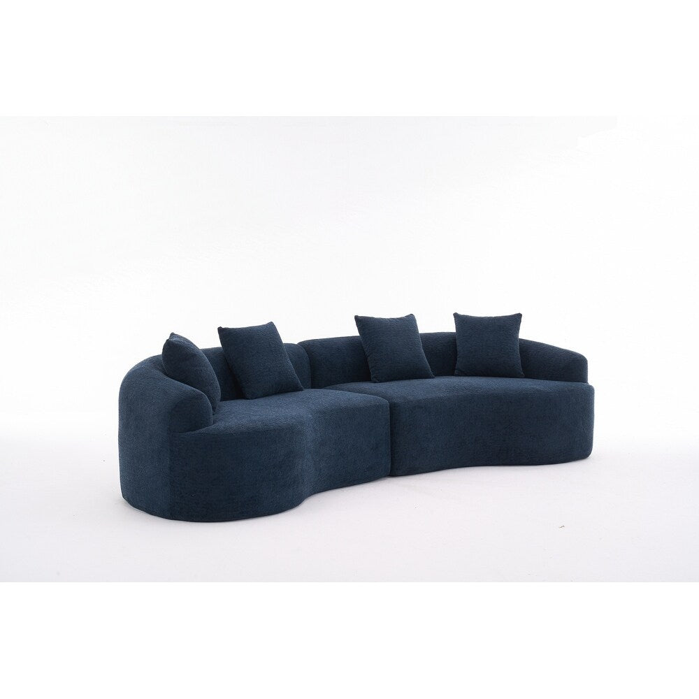Curved Loveseat White Full Compression Sponge Sofa