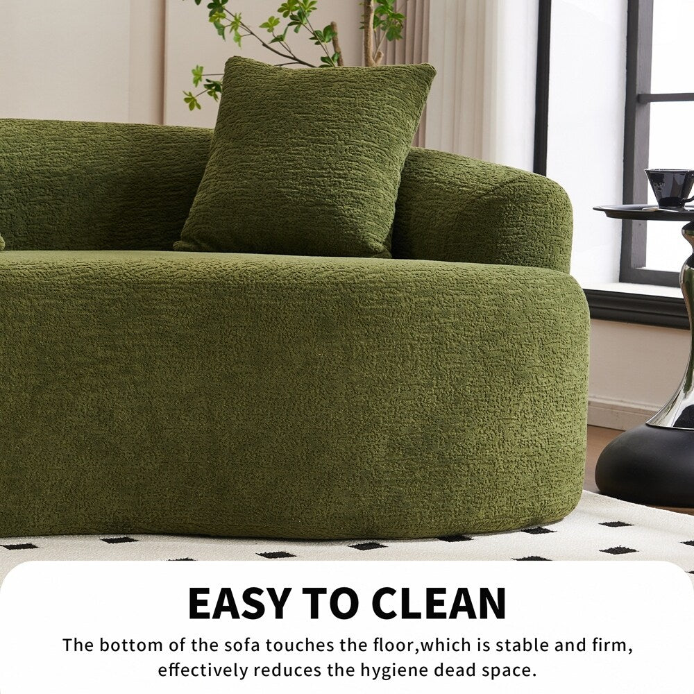 Curved Loveseat White Full Compression Sponge Sofa