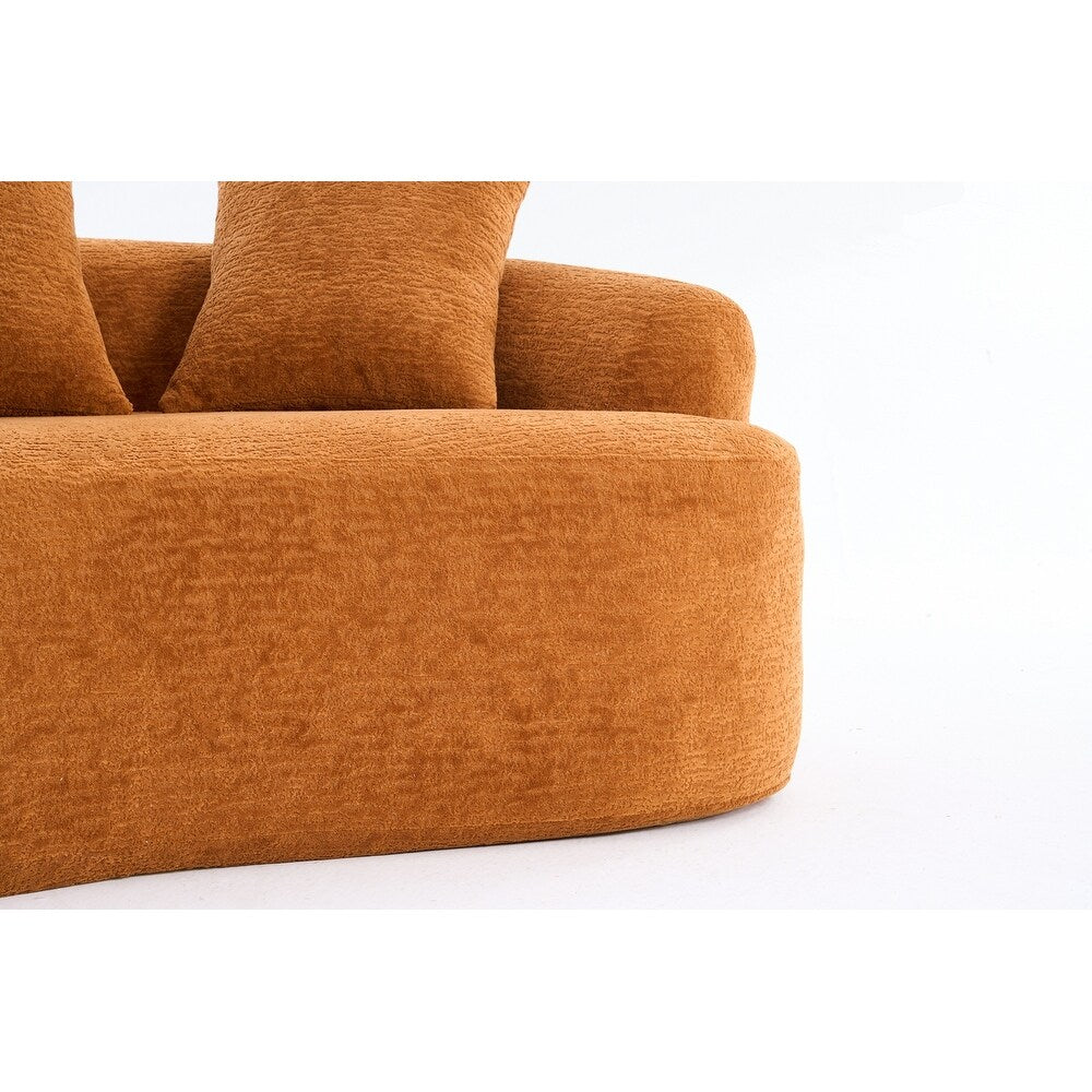 Curved Loveseat White Full Compression Sponge Sofa