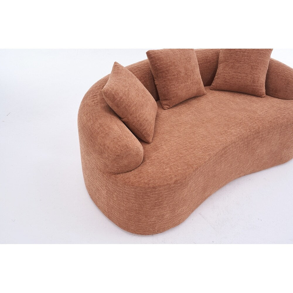 Curved Loveseat White Full Compression Sponge Sofa